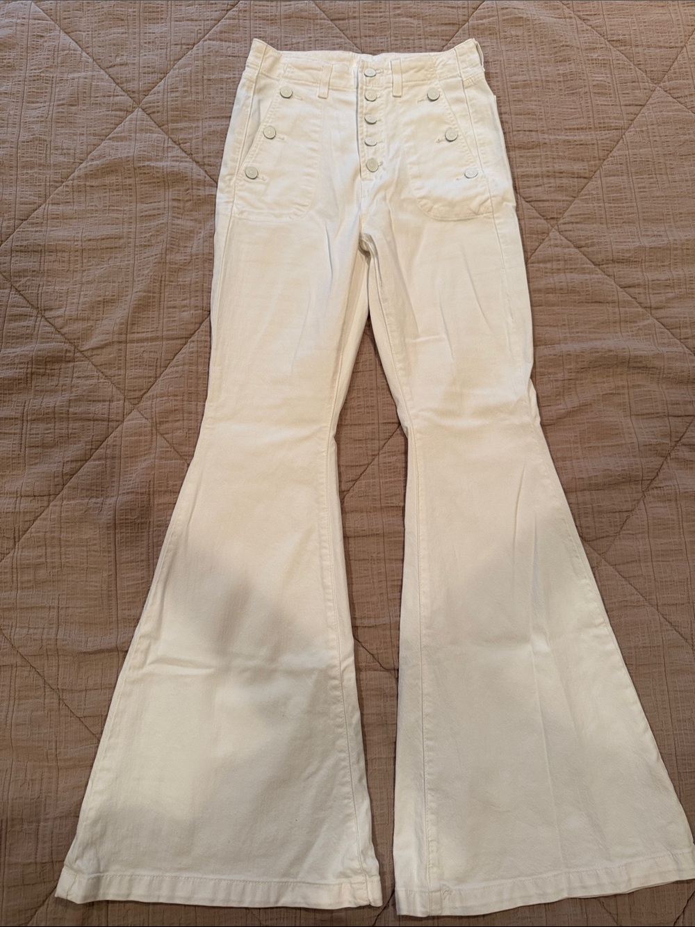 7 For All Mankind White High-Rise Flare Jeans